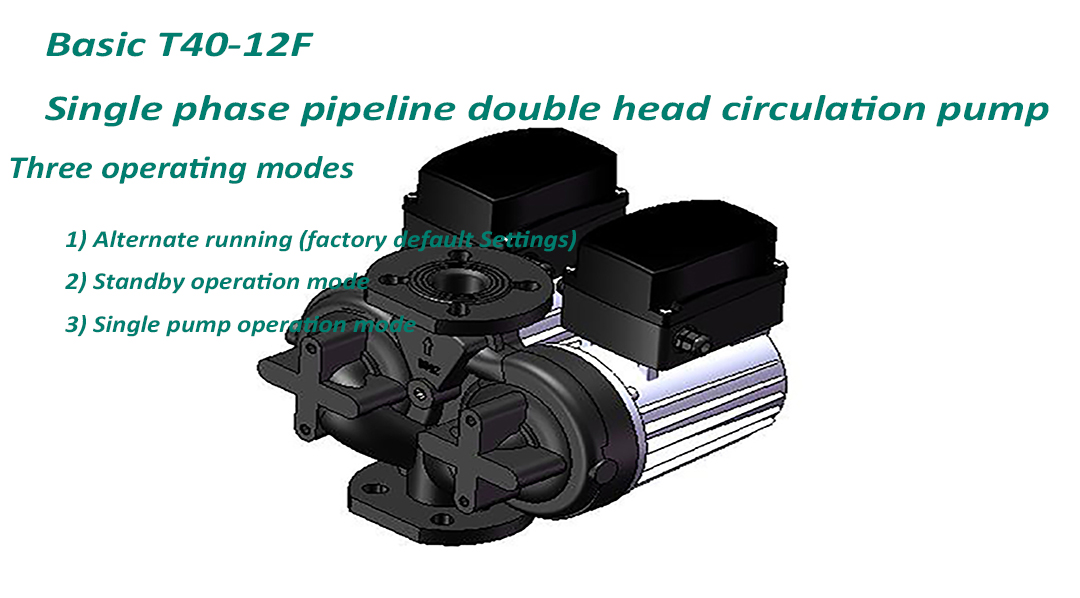 Базовый циркуляционный насос с однофазным трубопроводом и двойной головкой T40-12F